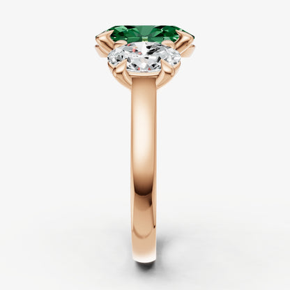 Emerald Oval Trellis Gemstone Engagement Ring