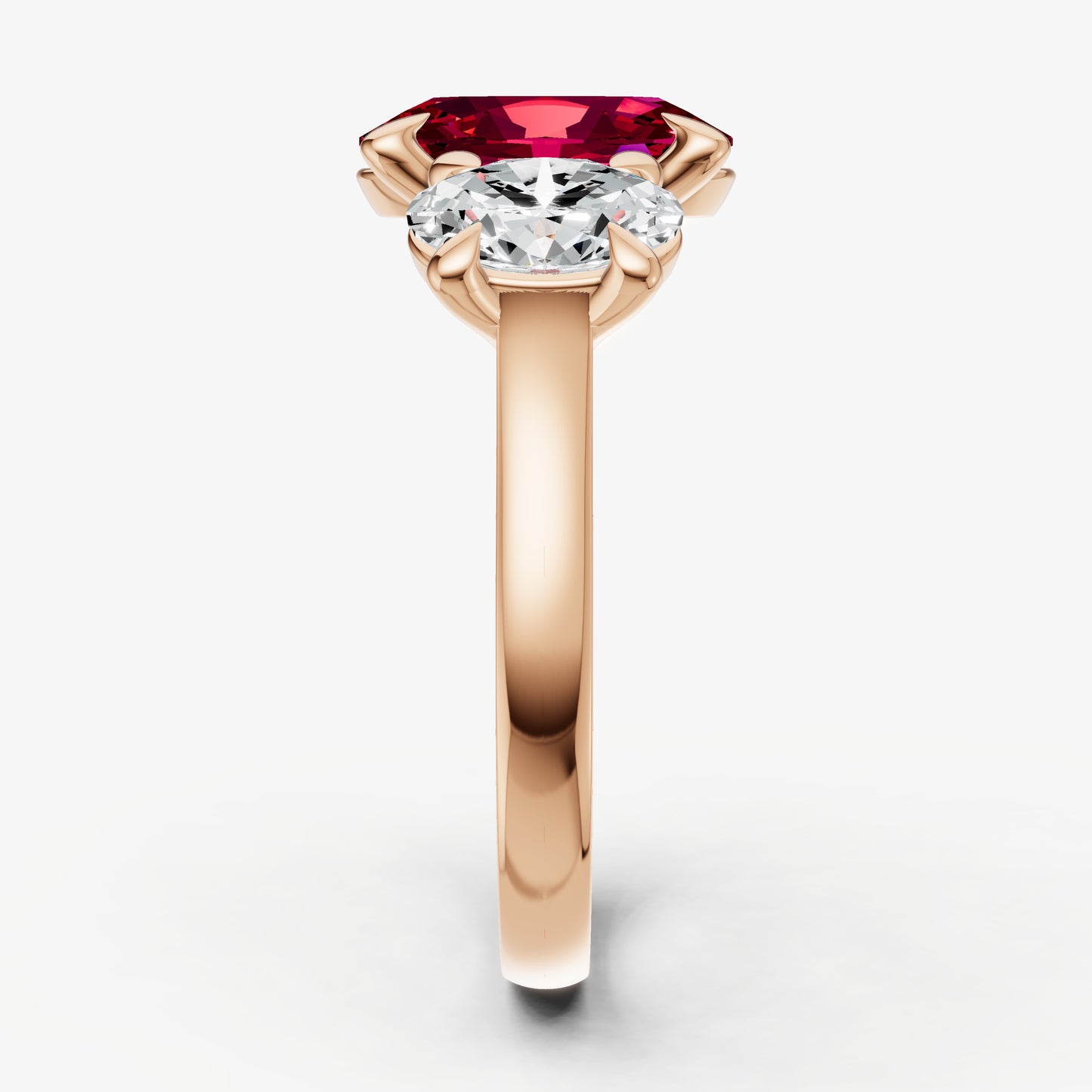 Ruby Oval Trellis Gemstone Engagement Ring