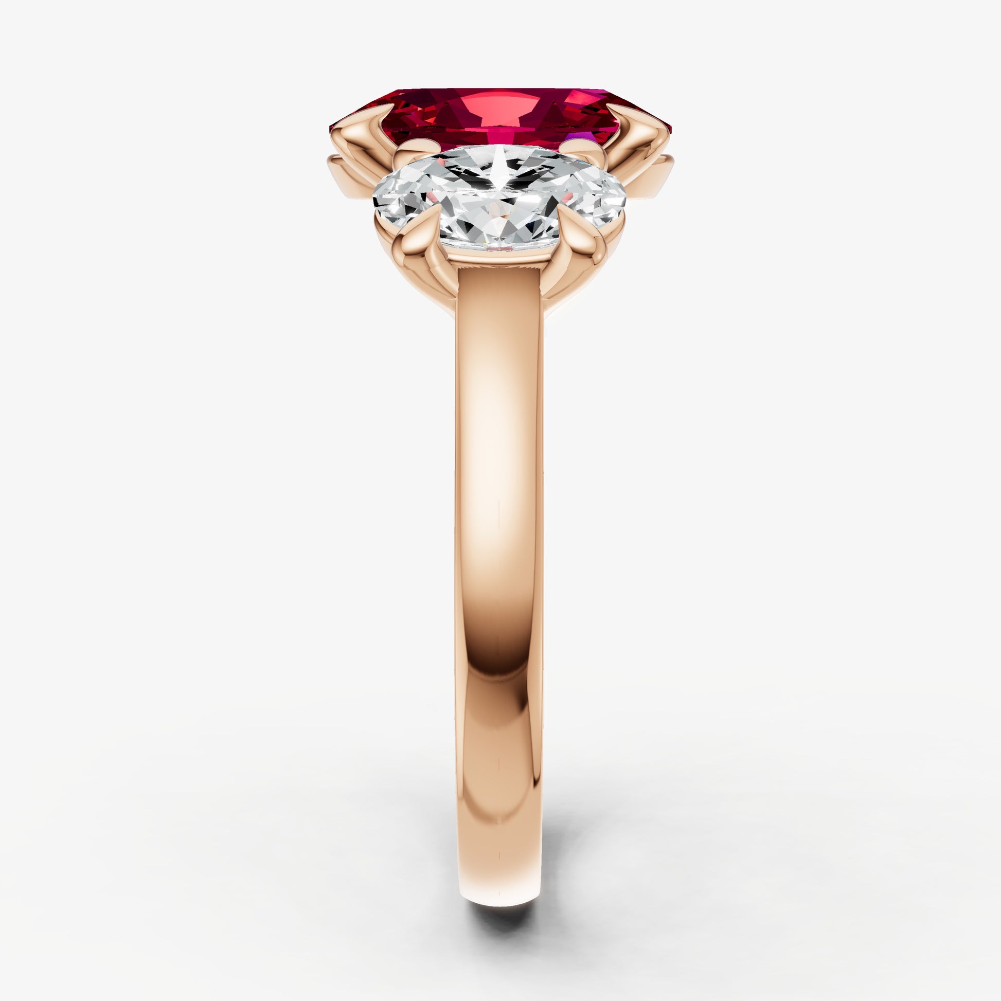 Ruby Oval Trellis Gemstone Engagement Ring