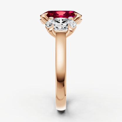 Ruby Oval Trellis Gemstone Engagement Ring