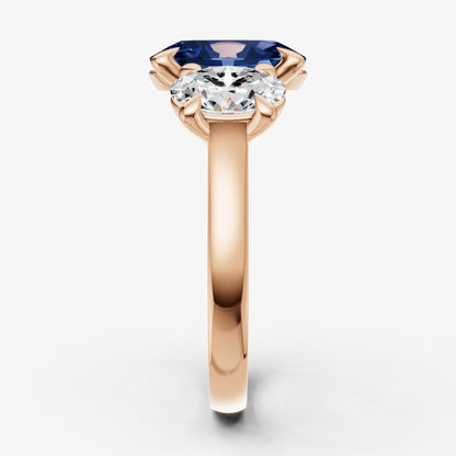 Blue sapphire Oval Trellis Gemstone Engagement Ring