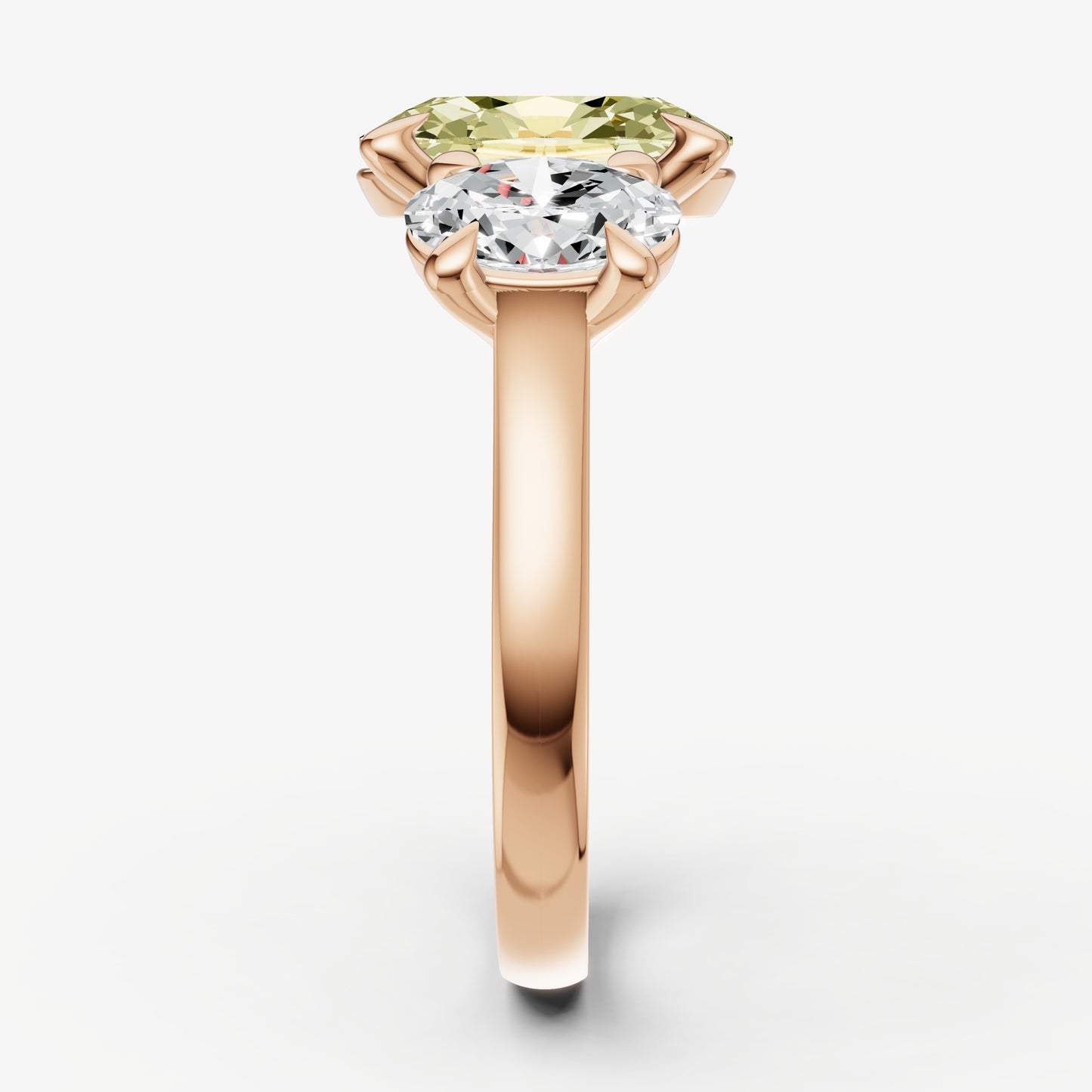 Yellow Diamond Oval Trellis Gemstone Engagement Ring