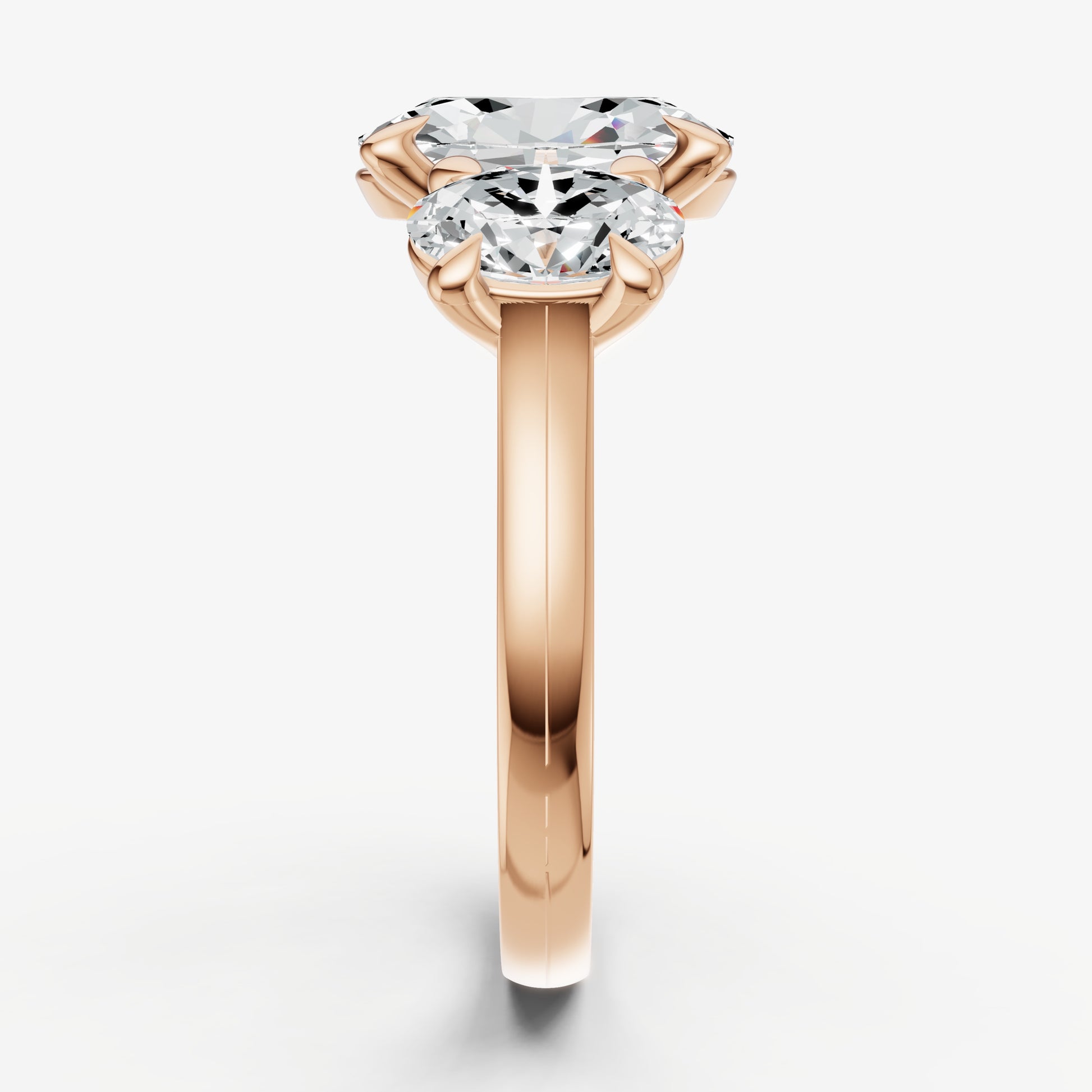 Oval Trellis Three-Stone Engagement Ring with 0.80ct Side Stones