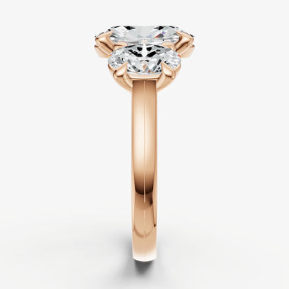 Oval Trellis Three-Stone Engagement Ring with 0.80ct Side Stones
