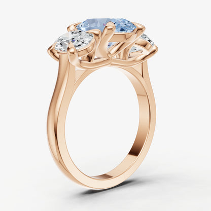 Aquamarine Oval Trellis Gemstone Engagement Ring