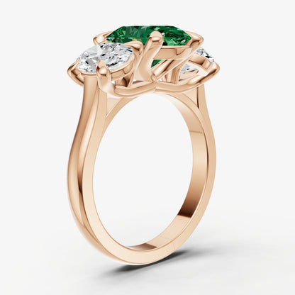 Emerald Oval Trellis Gemstone Engagement Ring