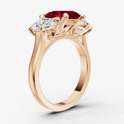 Ruby Oval Trellis Gemstone Engagement Ring