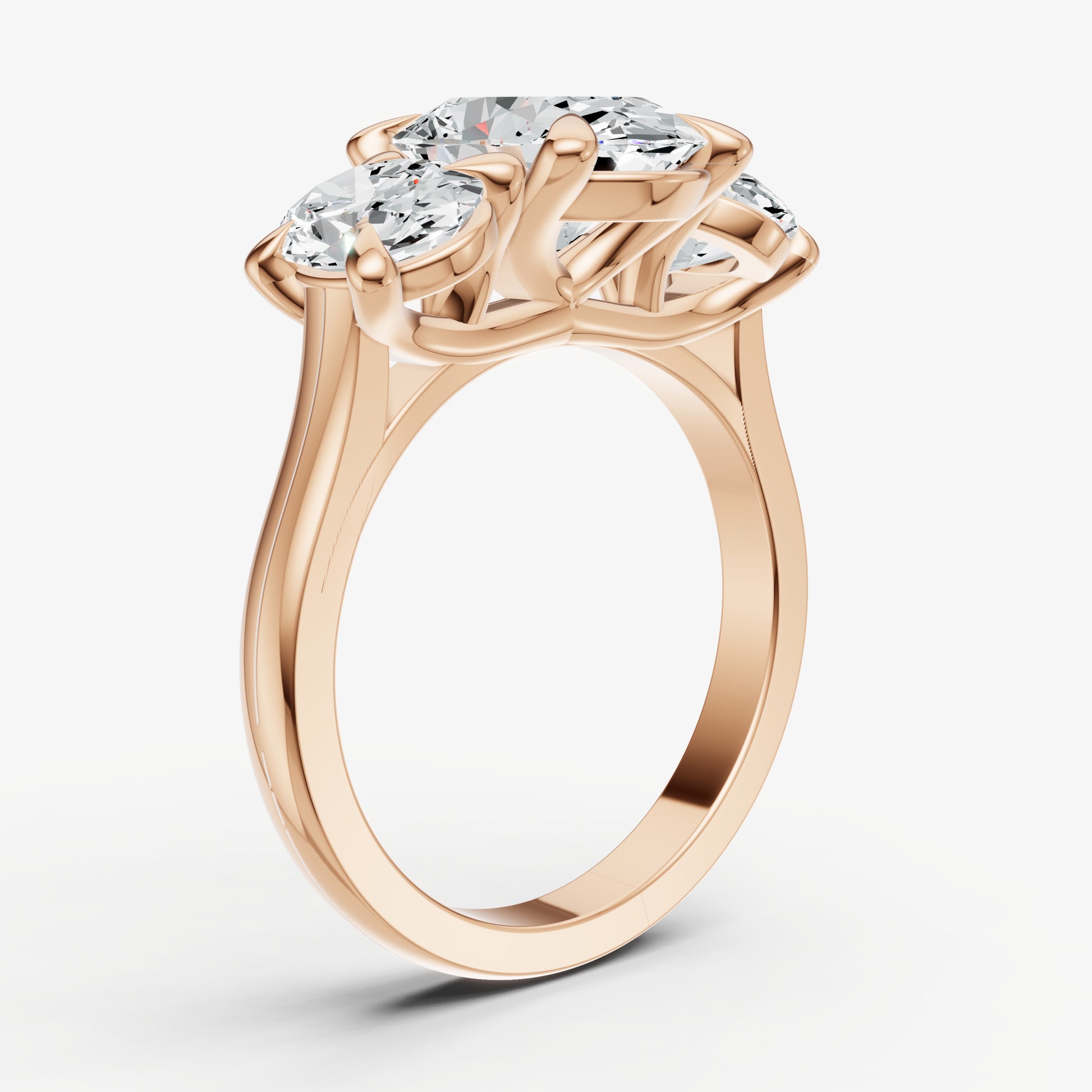 Oval Trellis Three-Stone Engagement Ring with 0.80ct Side Stones