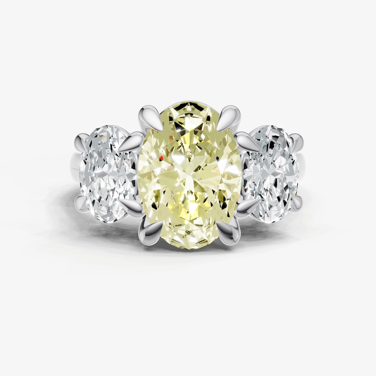 Yellow Diamond Oval Trellis Gemstone Engagement Ring