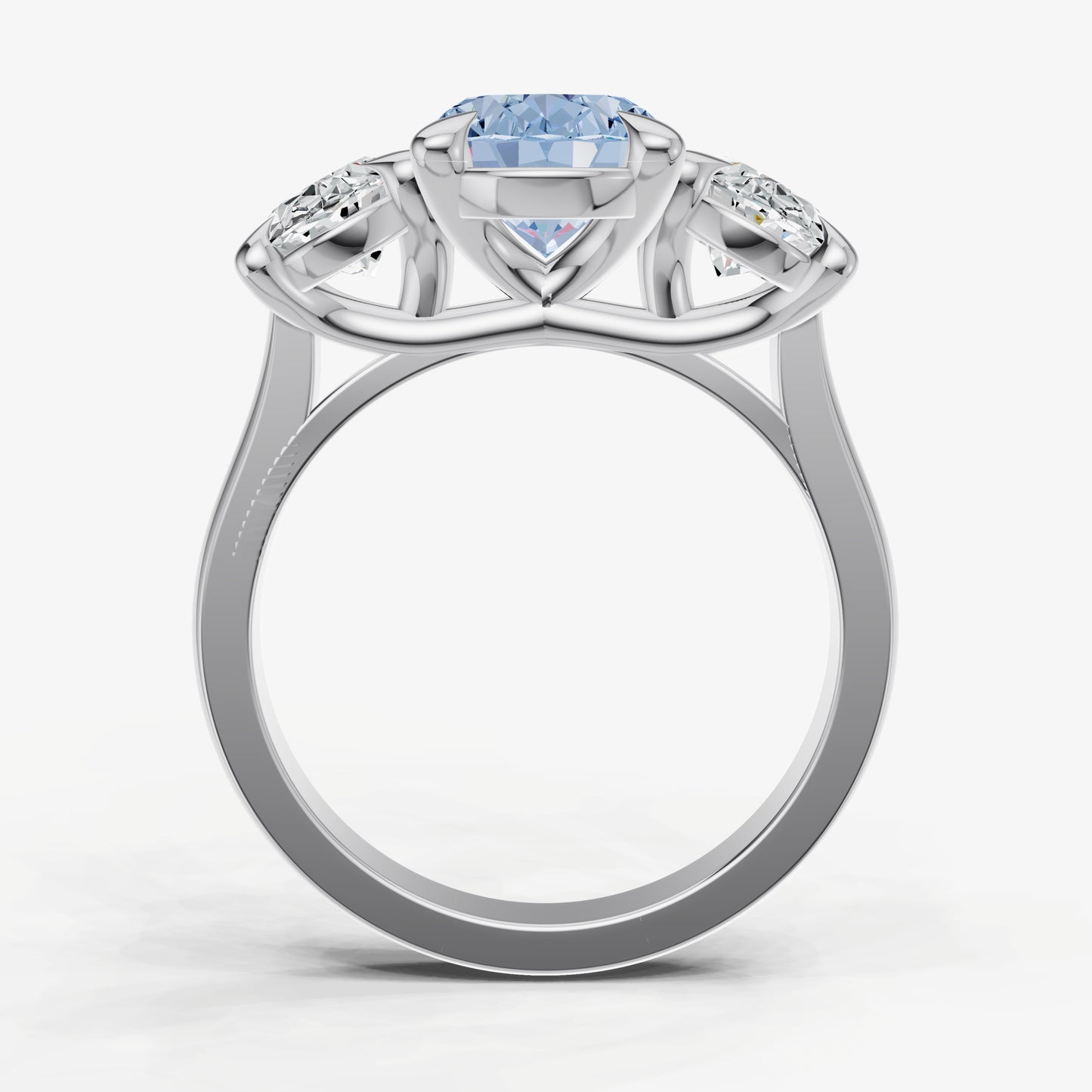 Aquamarine Oval Trellis Gemstone Engagement Ring