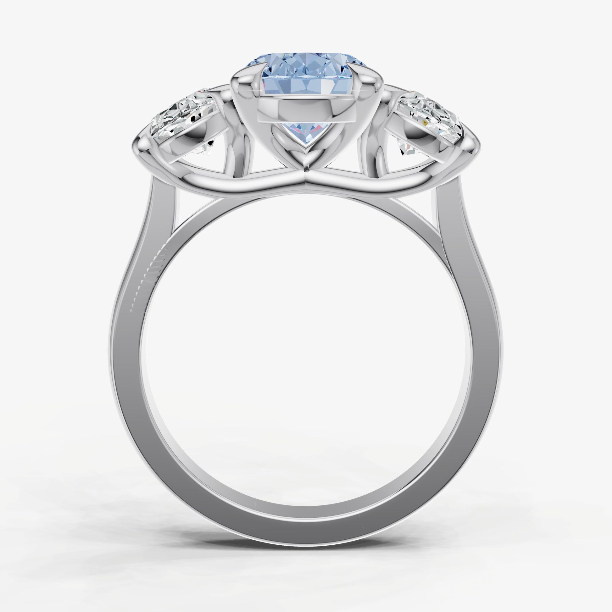 Aquamarine Oval Trellis Gemstone Engagement Ring