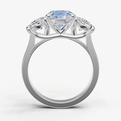 Aquamarine Oval Trellis Gemstone Engagement Ring