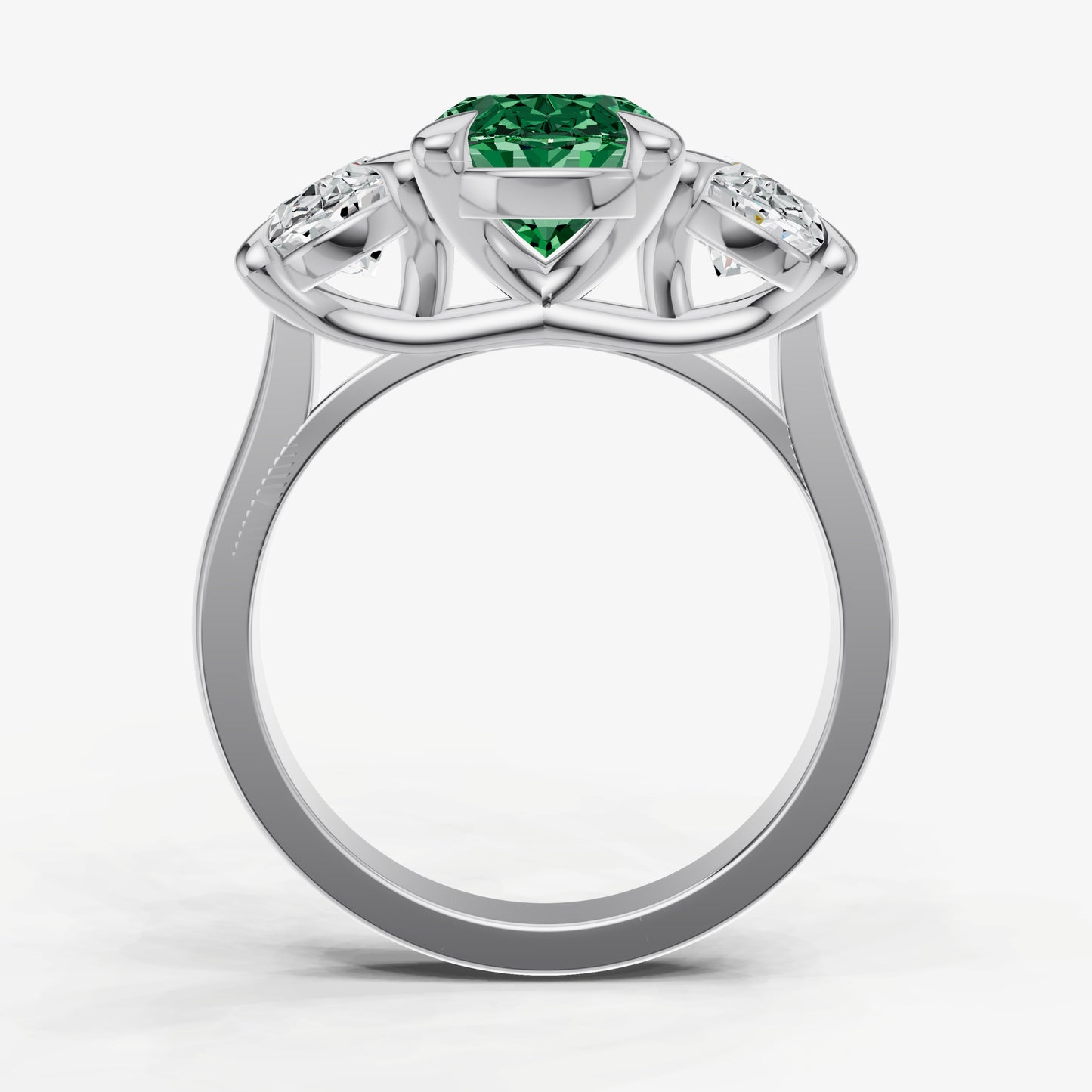 Emerald Oval Trellis Gemstone Engagement Ring