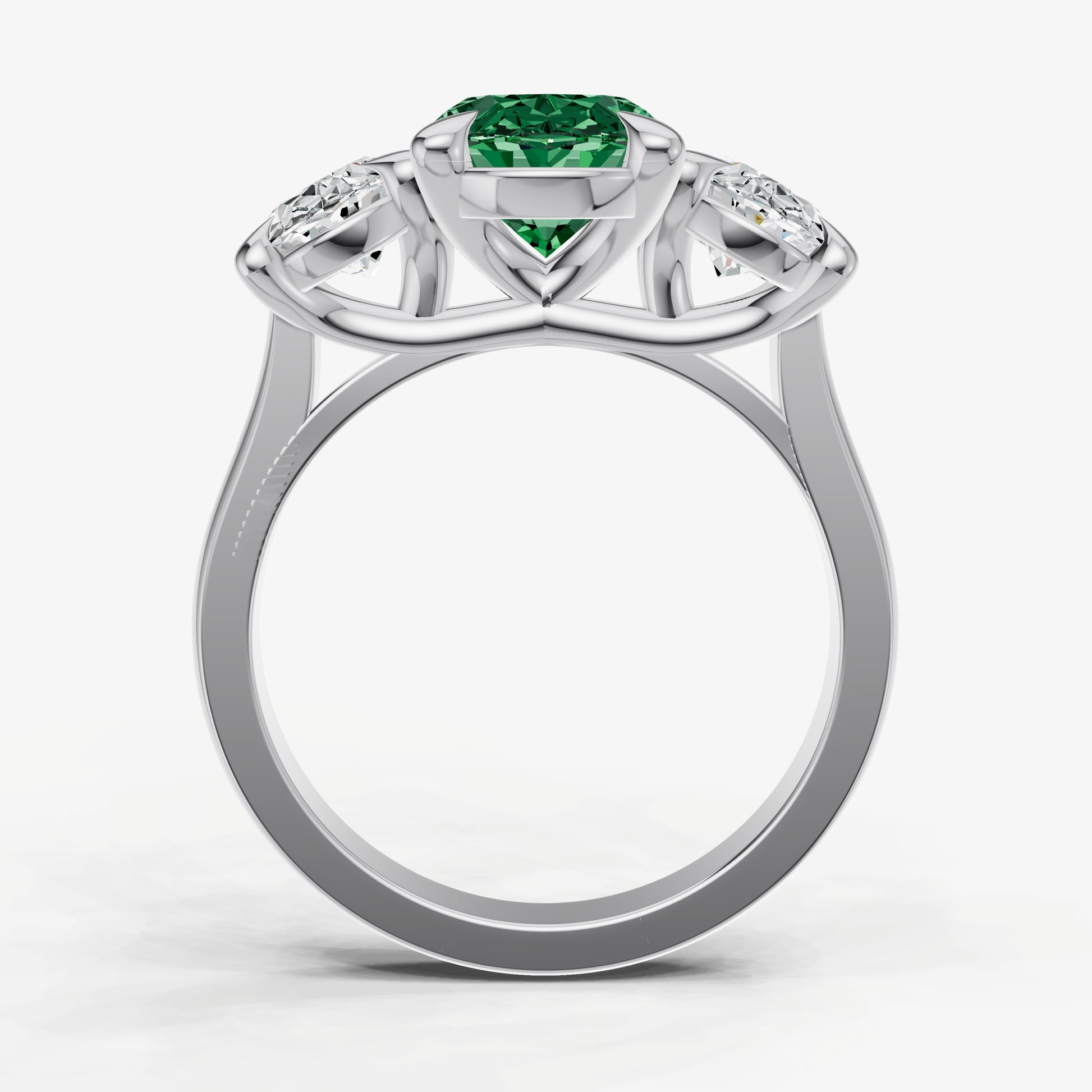 Emerald Oval Trellis Gemstone Engagement Ring