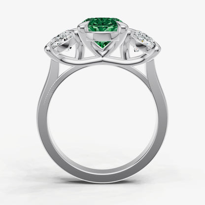 Emerald Oval Trellis Gemstone Engagement Ring
