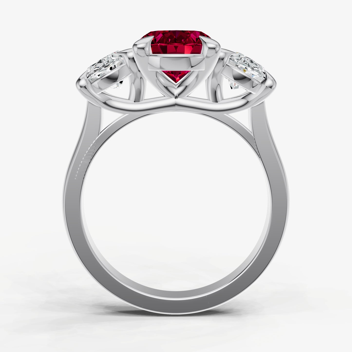 Ruby Oval Trellis Gemstone Engagement Ring