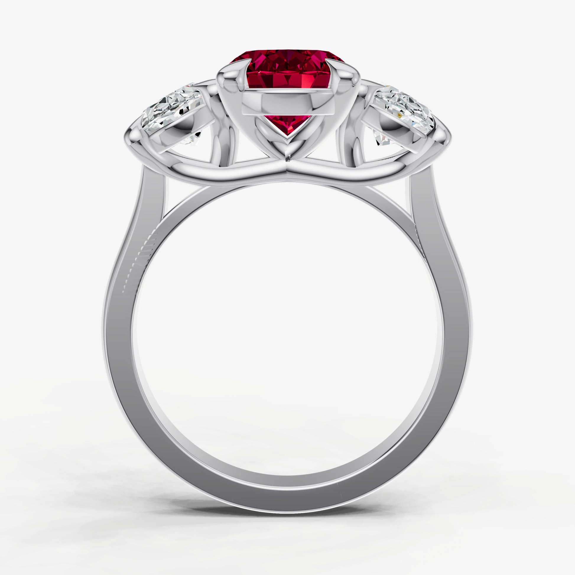 Ruby Oval Trellis Gemstone Engagement Ring