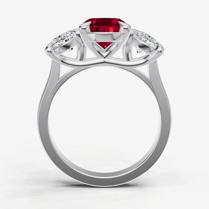 Ruby Oval Trellis Gemstone Engagement Ring