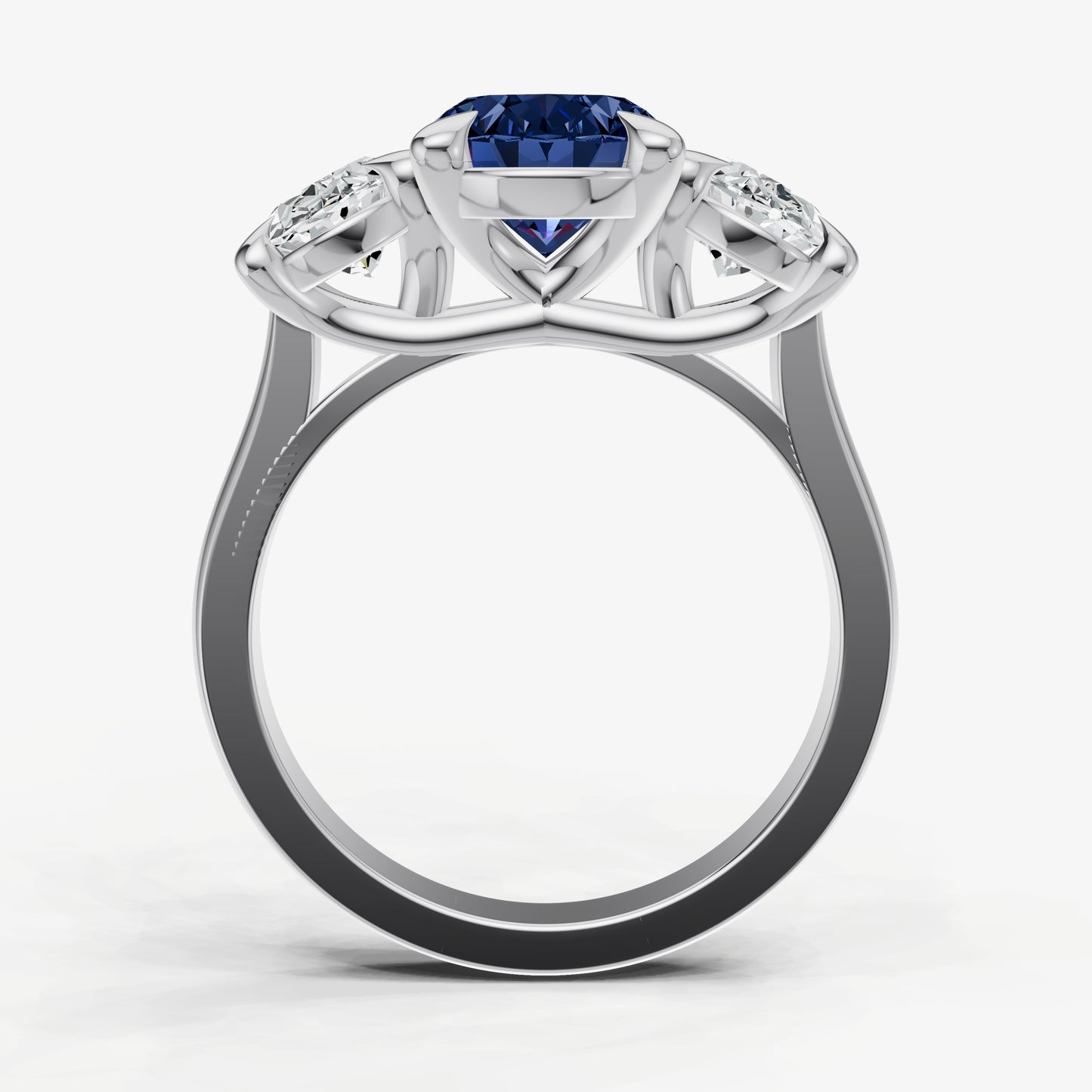 Blue sapphire Oval Trellis Gemstone Engagement Ring
