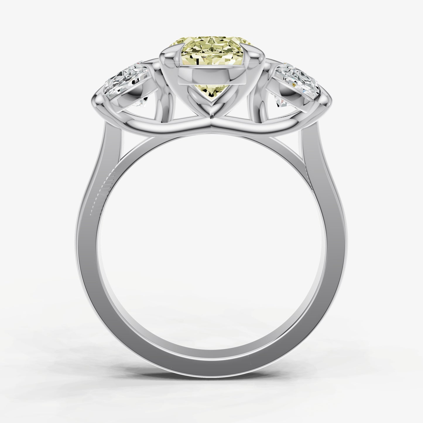 Yellow Diamond Oval Trellis Gemstone Engagement Ring