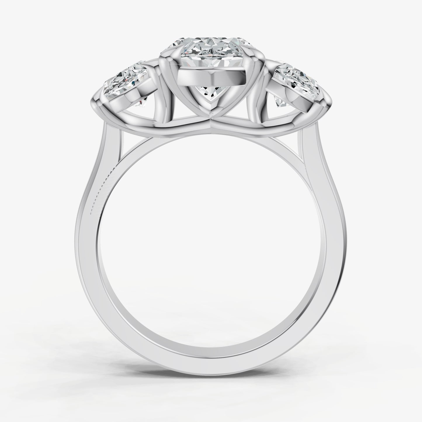 Oval Trellis Three-Stone Engagement Ring with 0.80ct Side Stones