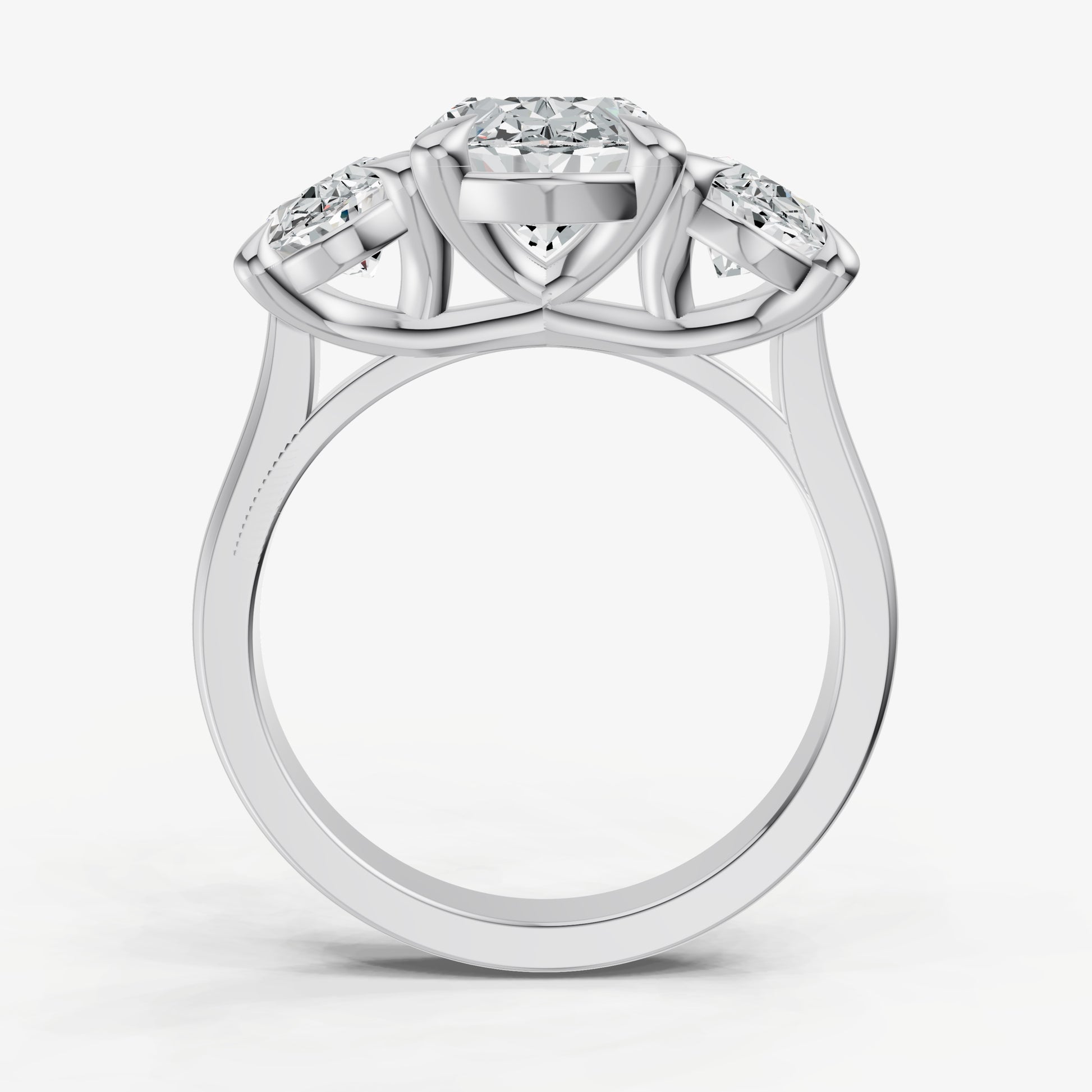 Oval Trellis Three-Stone Engagement Ring with 0.80ct Side Stones