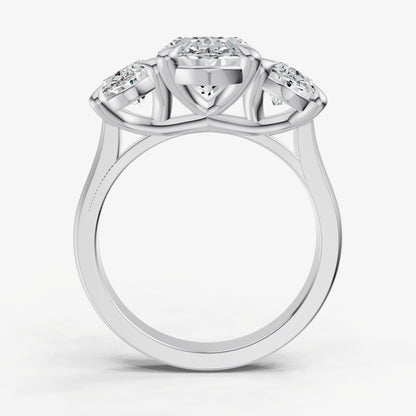 Oval Trellis Three-Stone Engagement Ring with 0.80ct Side Stones