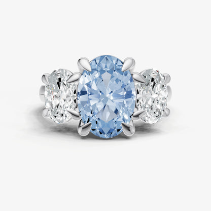 Aquamarine Oval Trellis Gemstone Engagement Ring