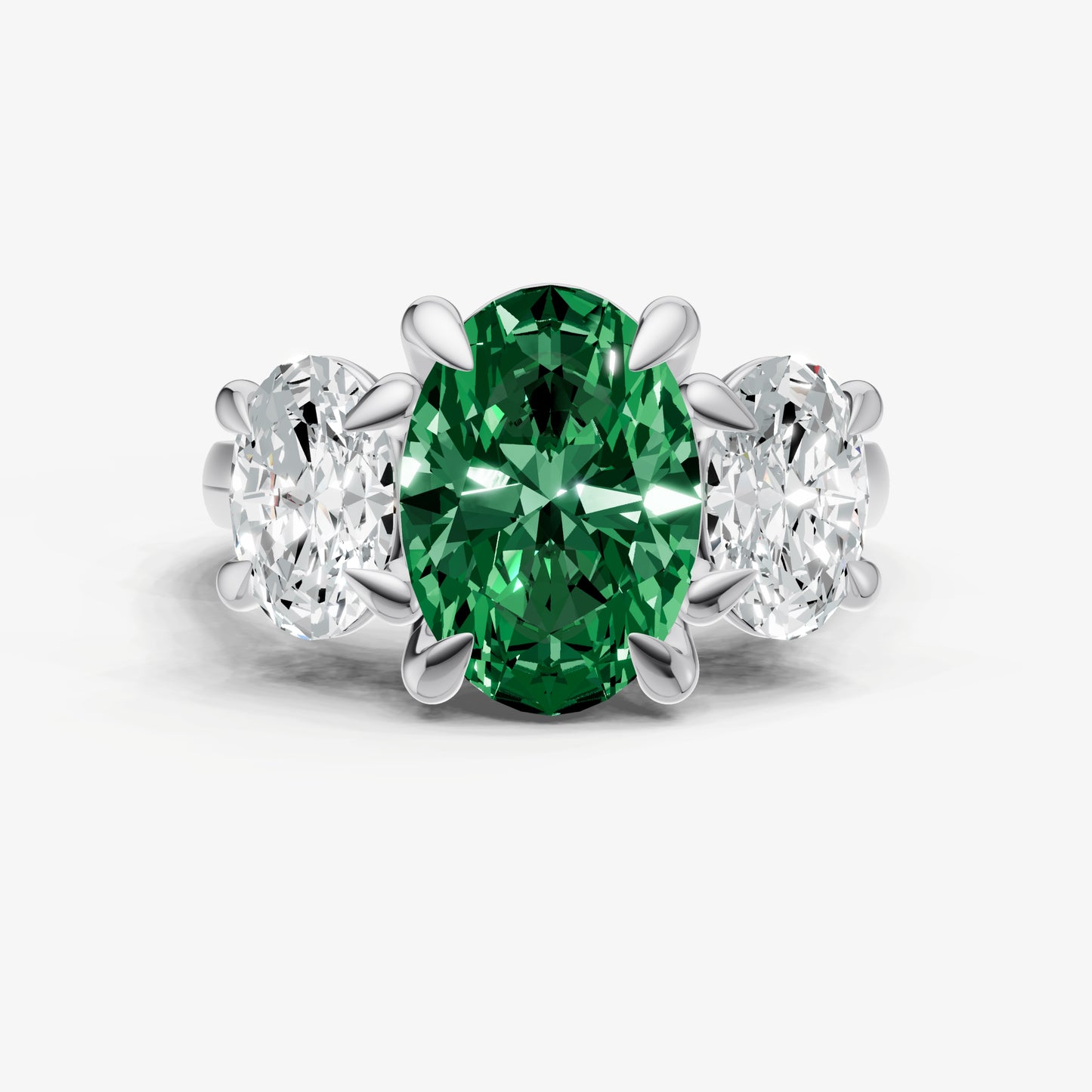 Emerald Oval Trellis Gemstone Engagement Ring