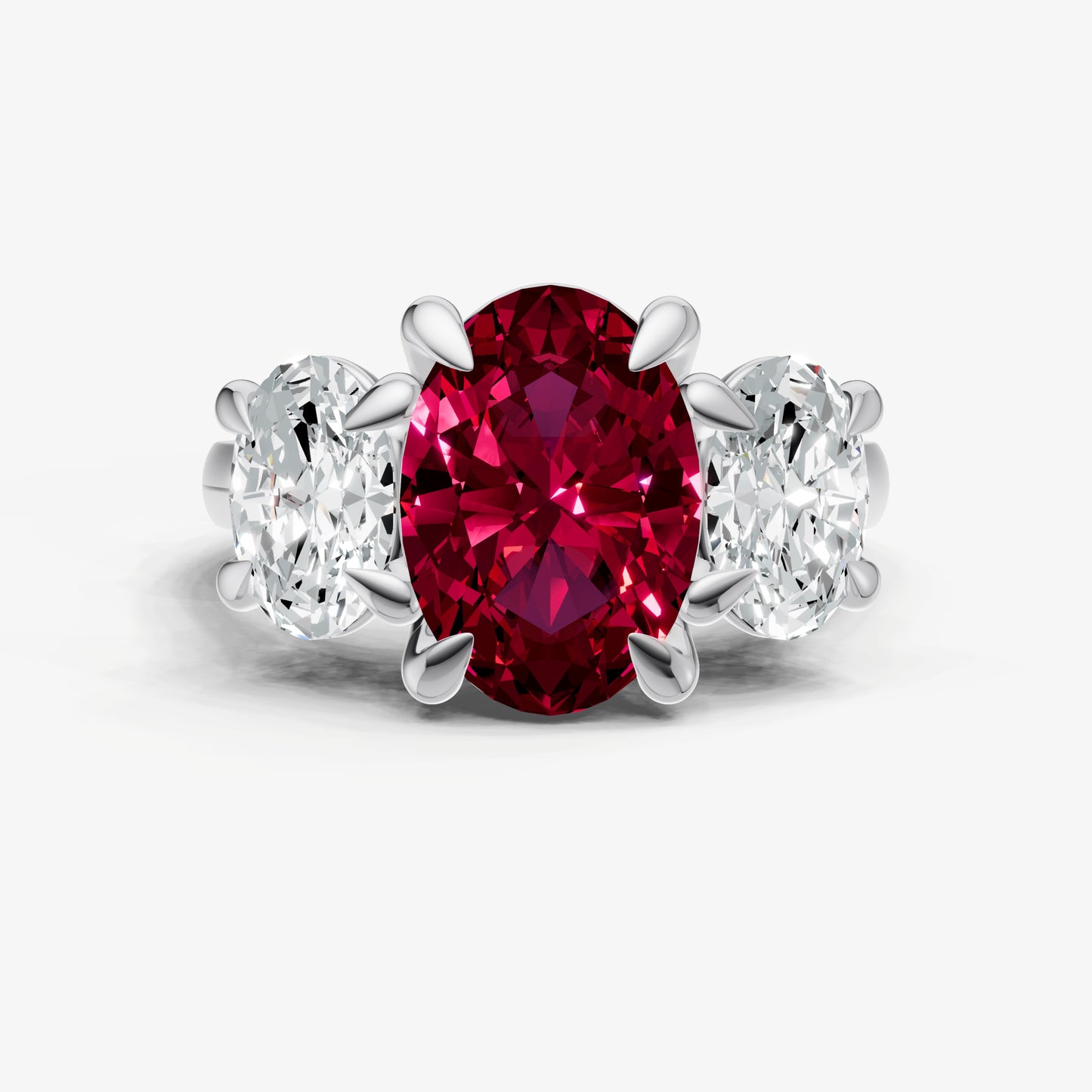 Ruby Oval Trellis Gemstone Engagement Ring