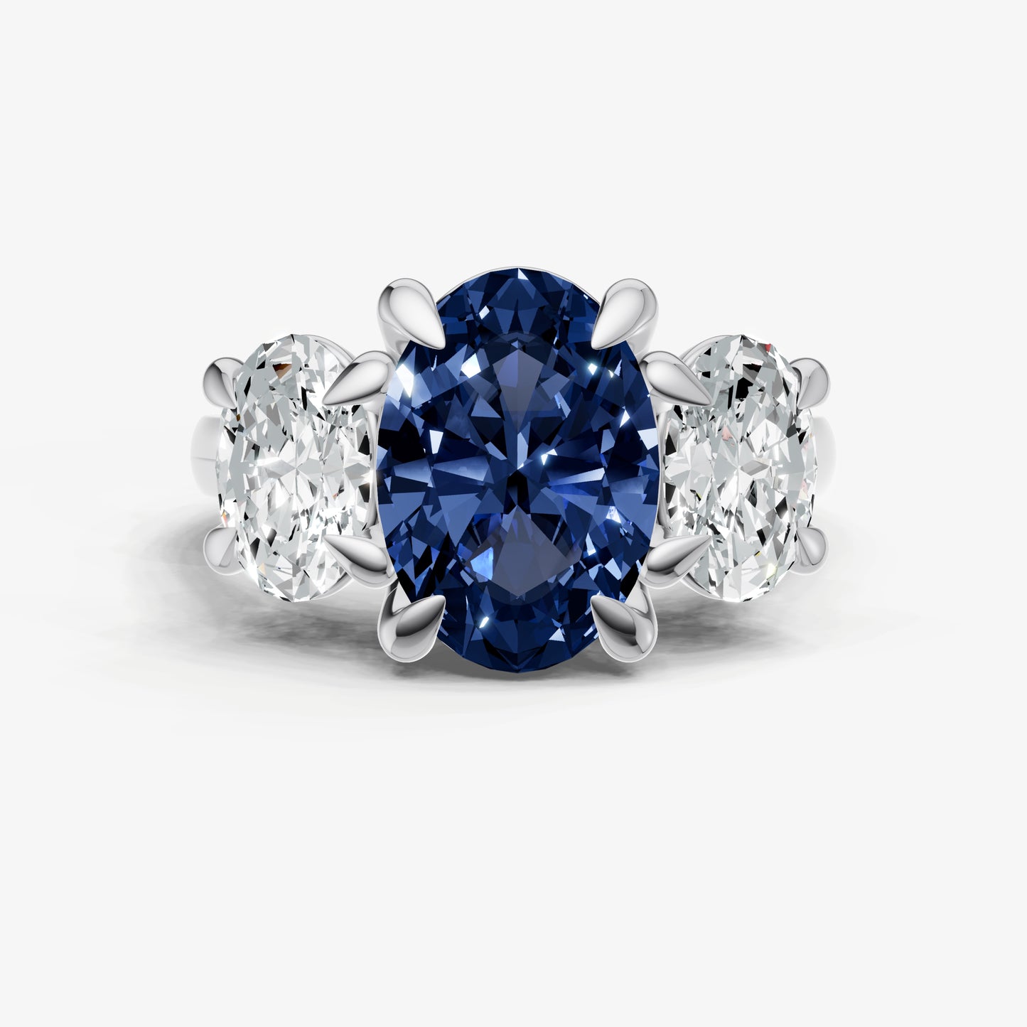 Blue sapphire Oval Trellis Gemstone Engagement Ring