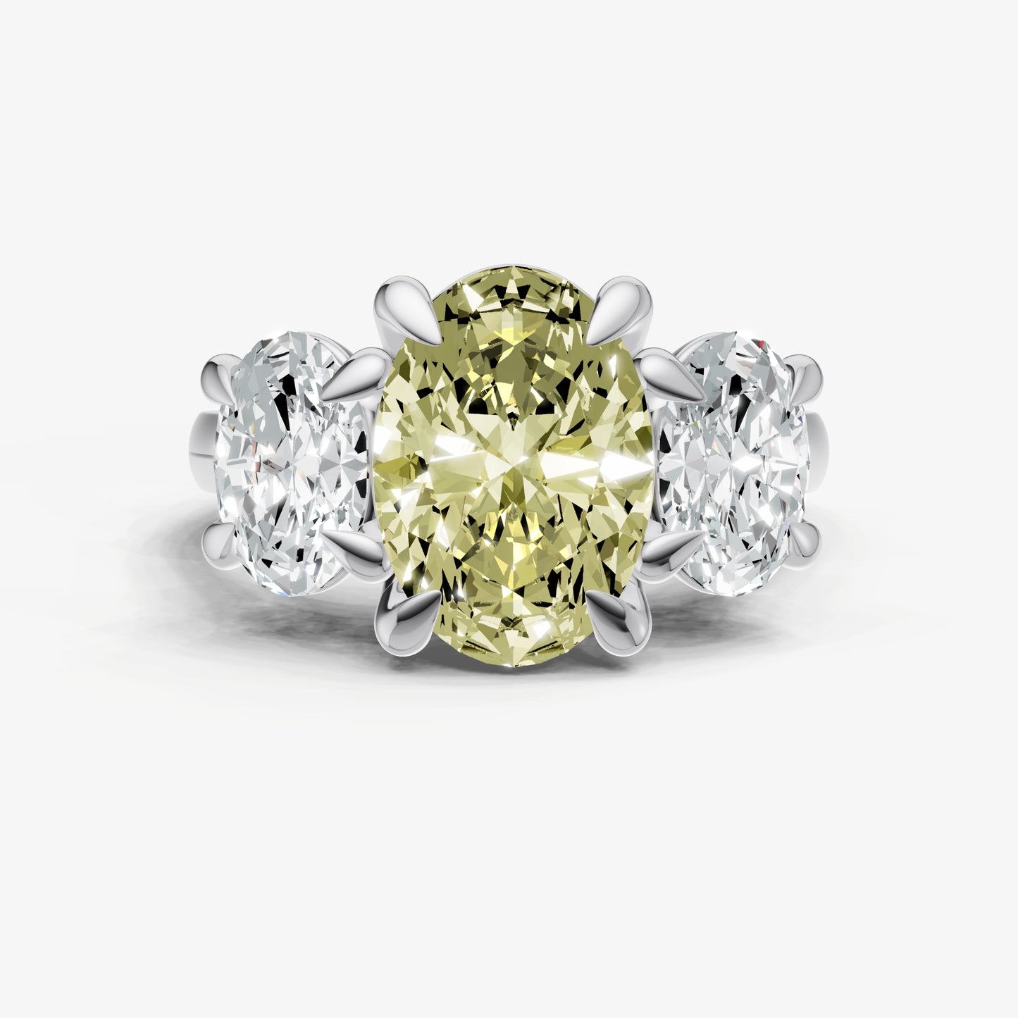 Yellow Diamond Oval Trellis Gemstone Engagement Ring
