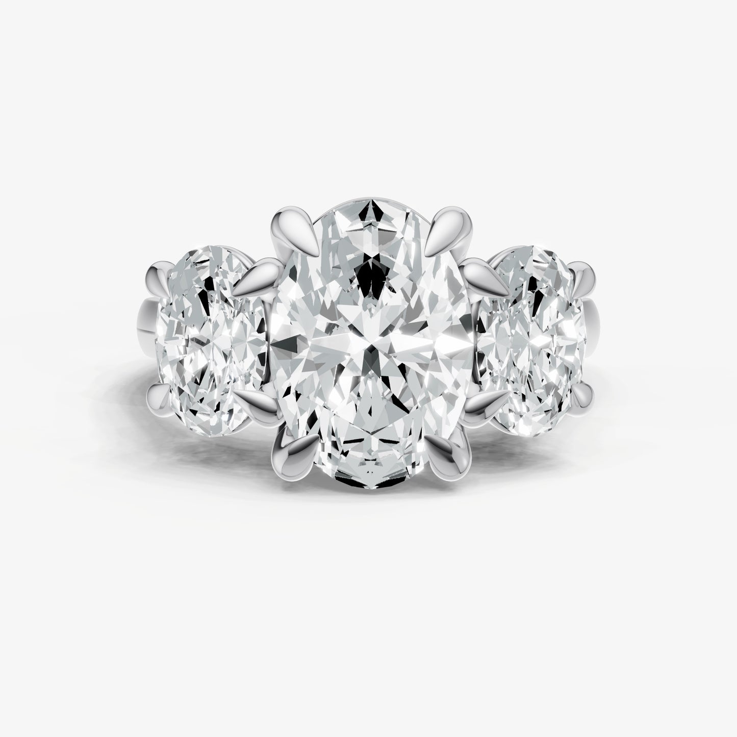 Oval Trellis Three-Stone Engagement Ring with 0.80ct Side Stones