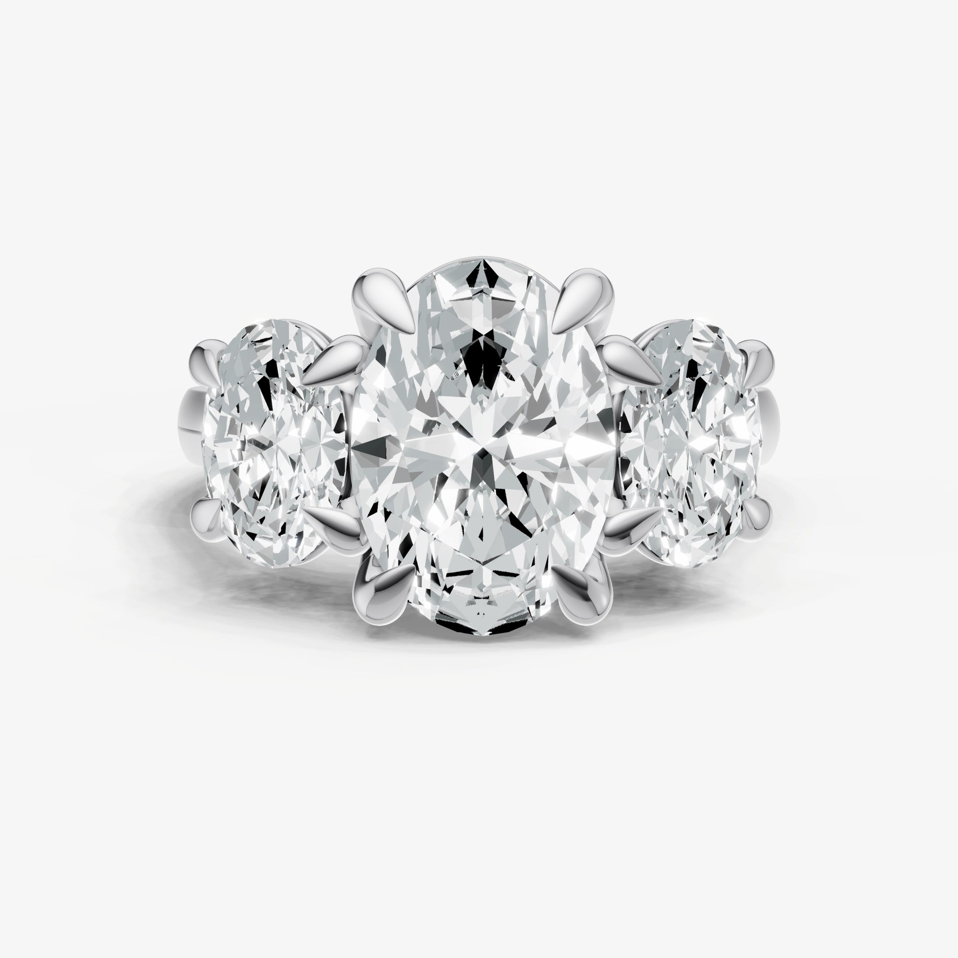 Oval Trellis Three-Stone Engagement Ring with 0.80ct Side Stones