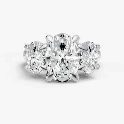 Oval Trellis Three-Stone Engagement Ring with 0.80ct Side Stones