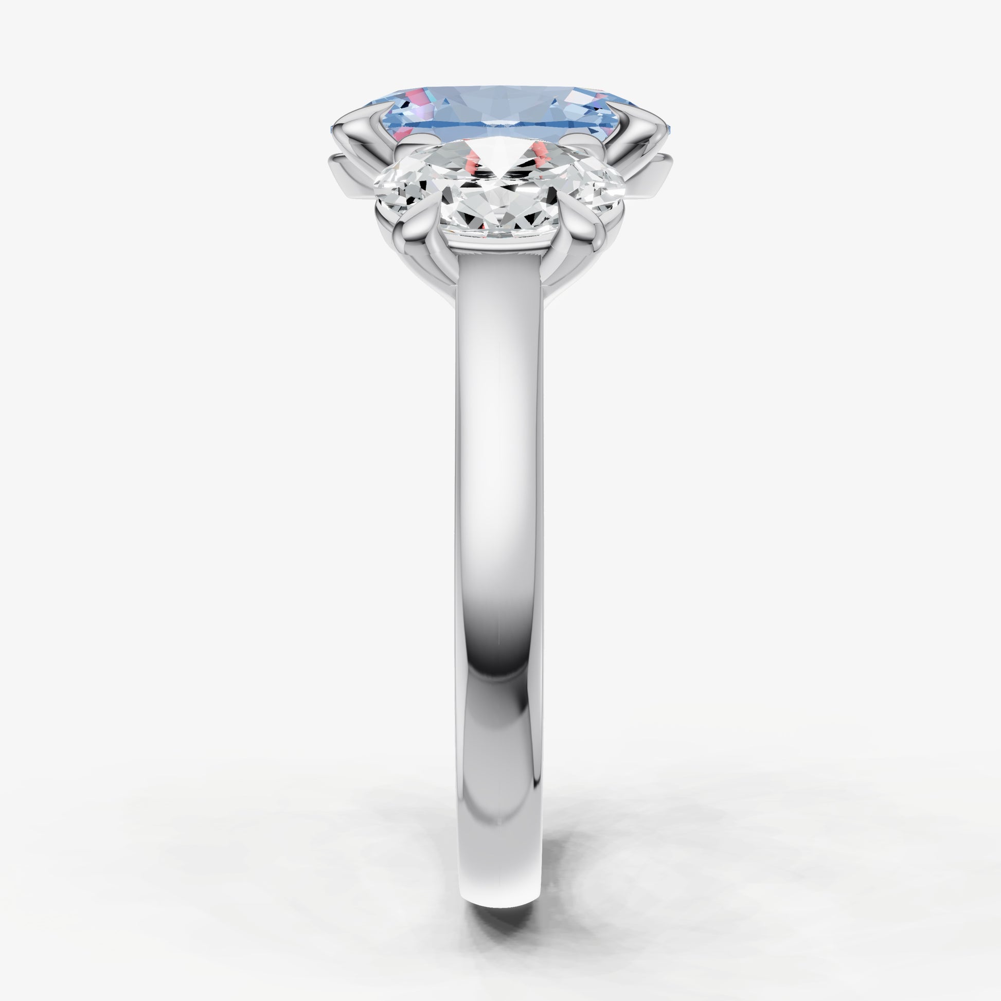 Aquamarine Oval Trellis Gemstone Engagement Ring