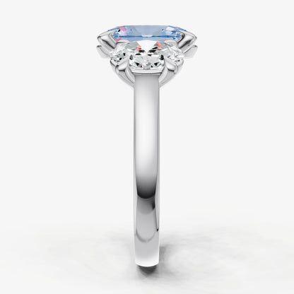 Aquamarine Oval Trellis Gemstone Engagement Ring