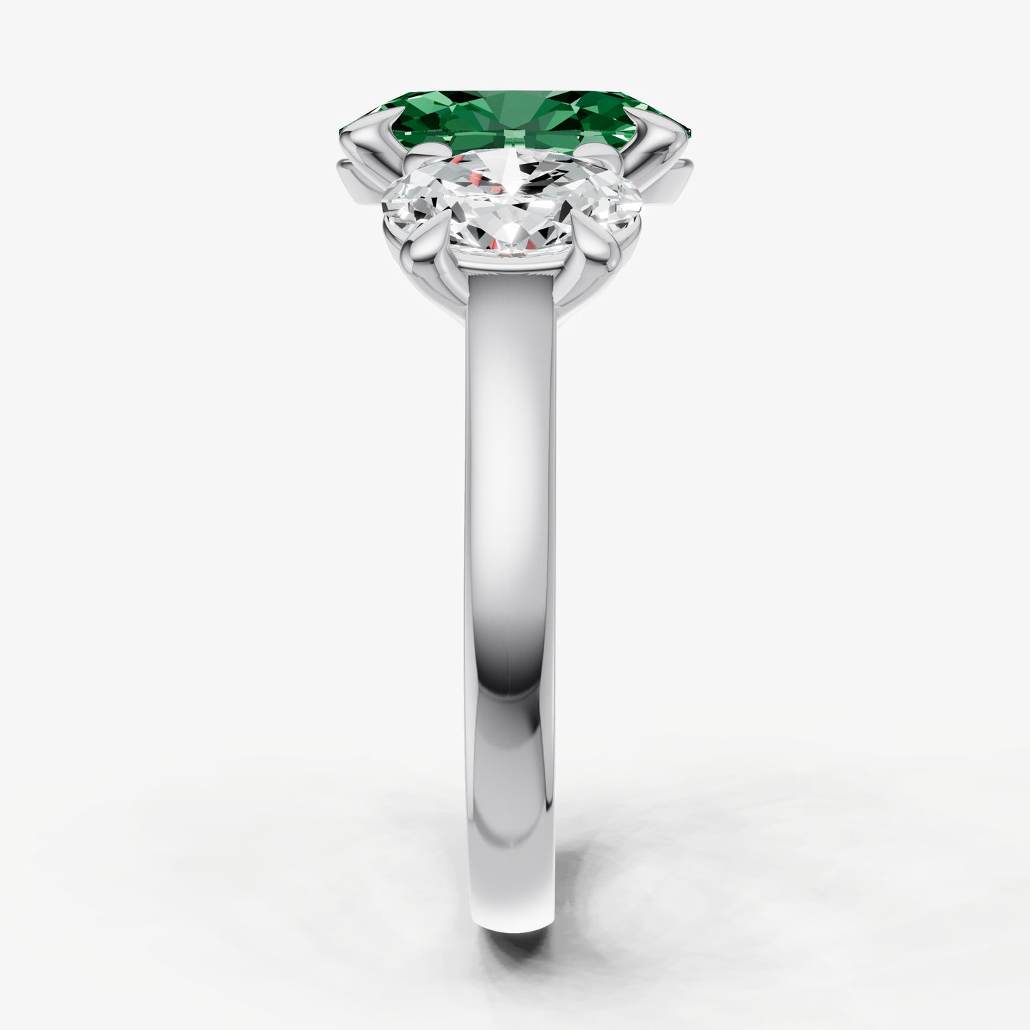 Emerald Oval Trellis Gemstone Engagement Ring