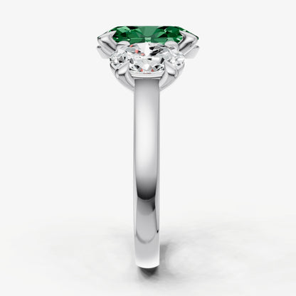 Emerald Oval Trellis Gemstone Engagement Ring