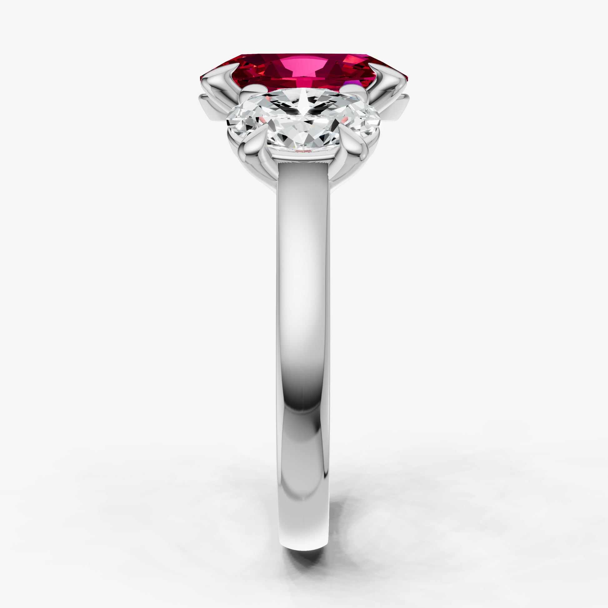 Ruby Oval Trellis Gemstone Engagement Ring