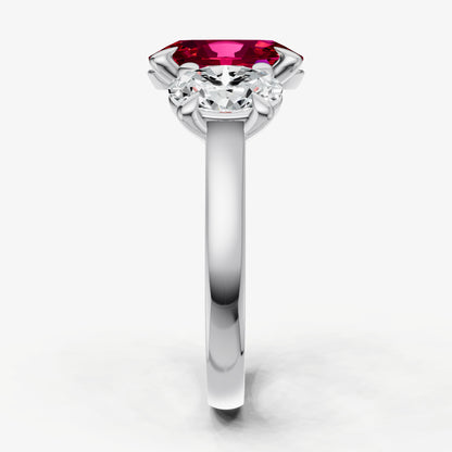 Ruby Oval Trellis Gemstone Engagement Ring