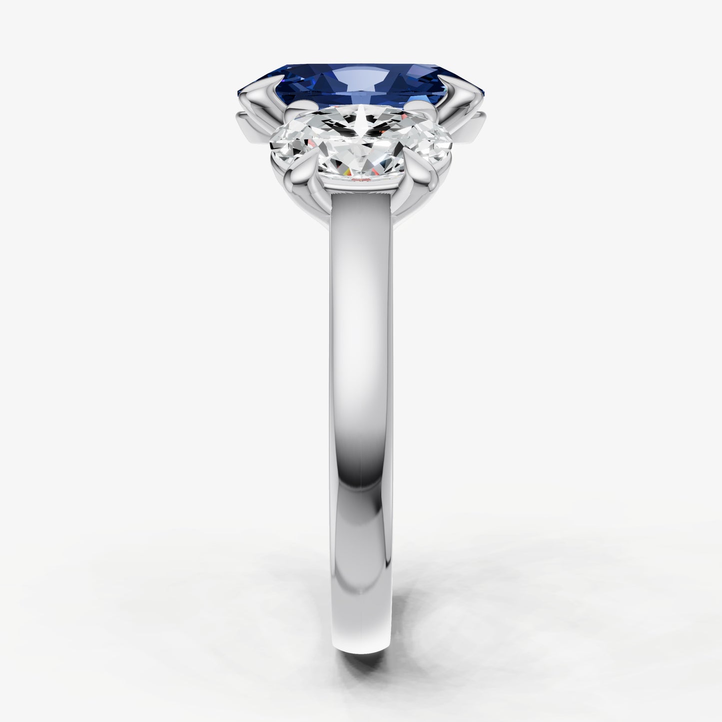 Blue sapphire Oval Trellis Gemstone Engagement Ring