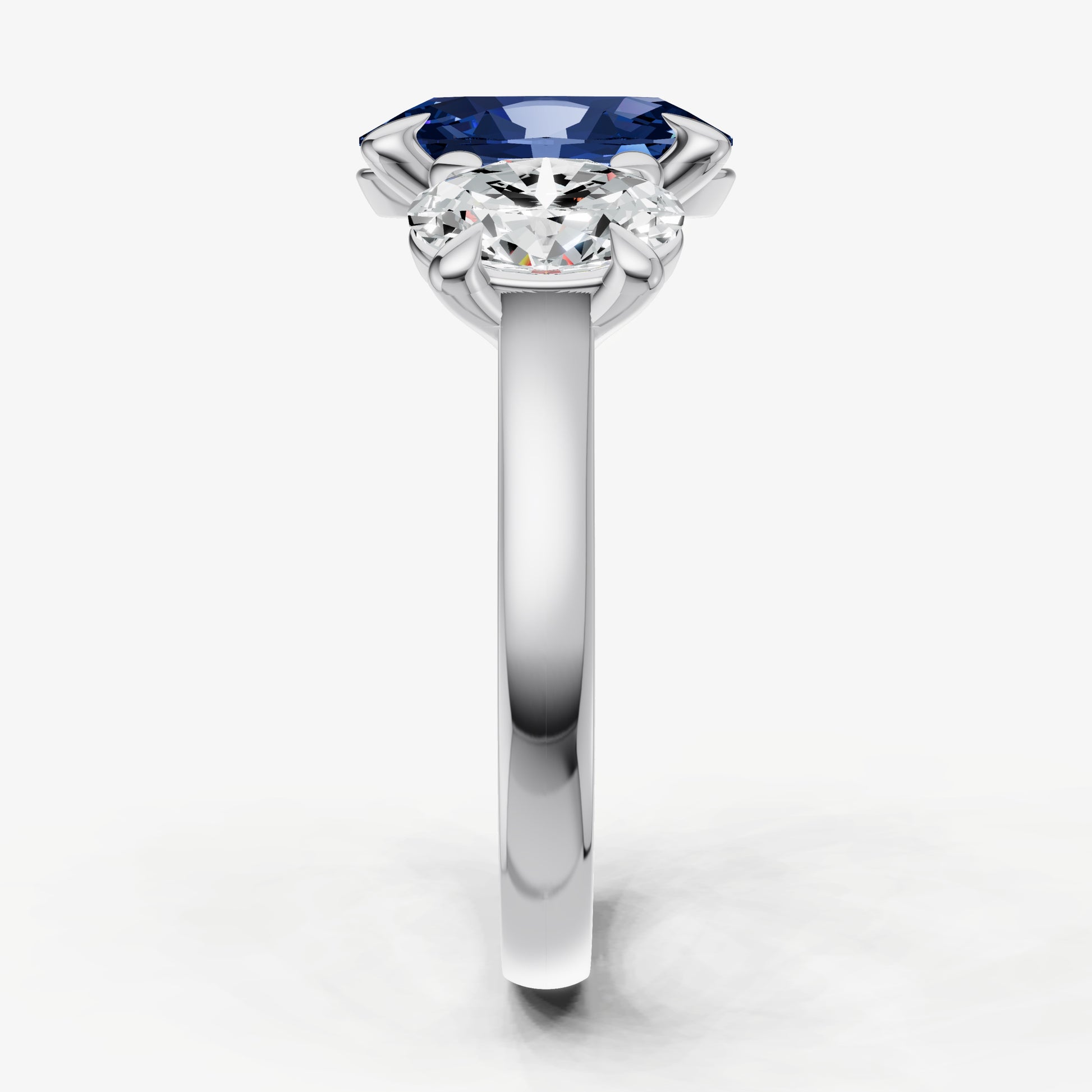 Blue sapphire Oval Trellis Gemstone Engagement Ring