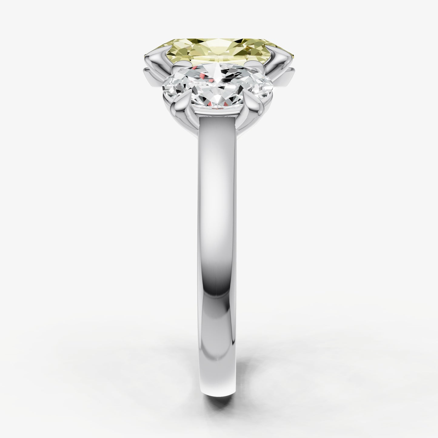 Yellow Diamond Oval Trellis Gemstone Engagement Ring