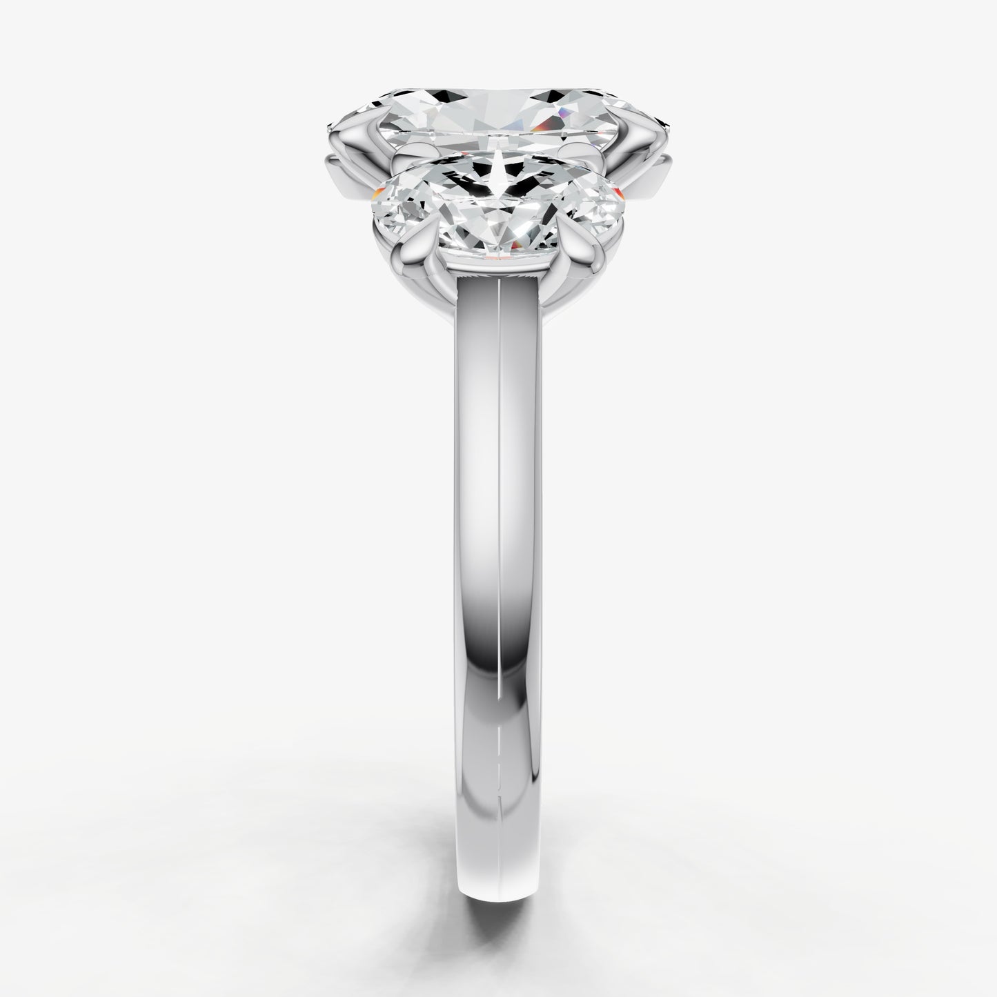 Oval Trellis Three-Stone Engagement Ring with 0.80ct Side Stones