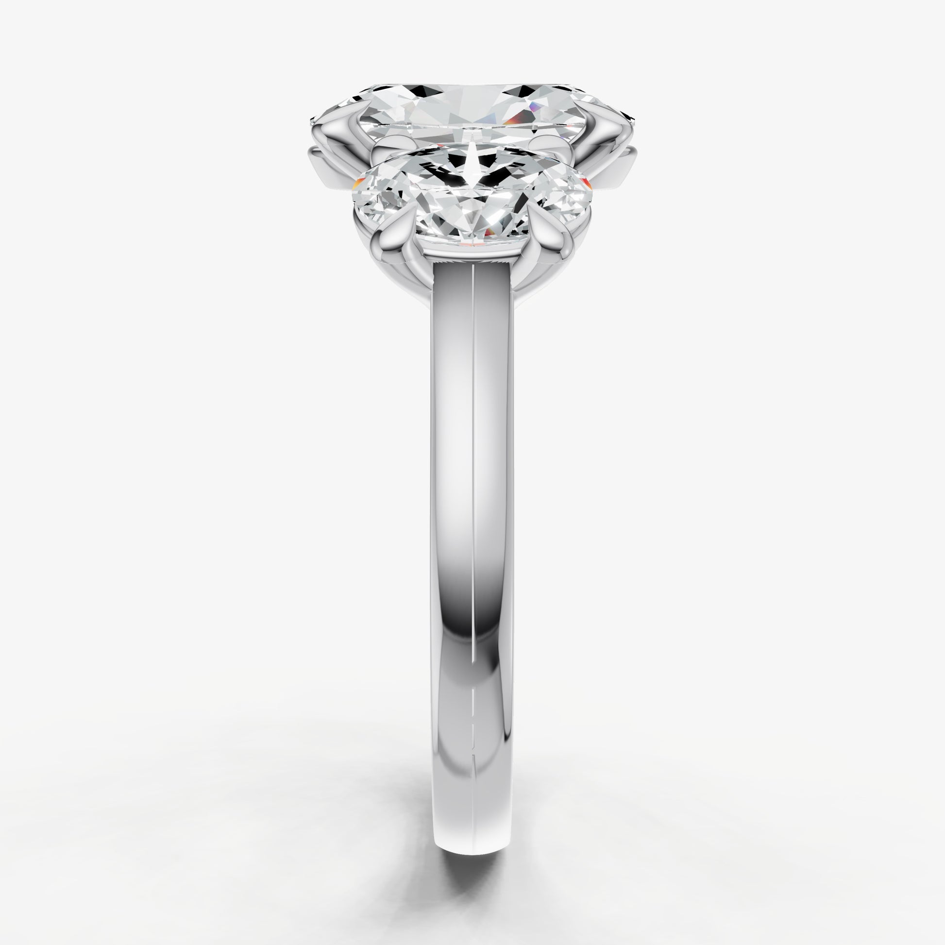 Oval Trellis Three-Stone Engagement Ring with 0.80ct Side Stones