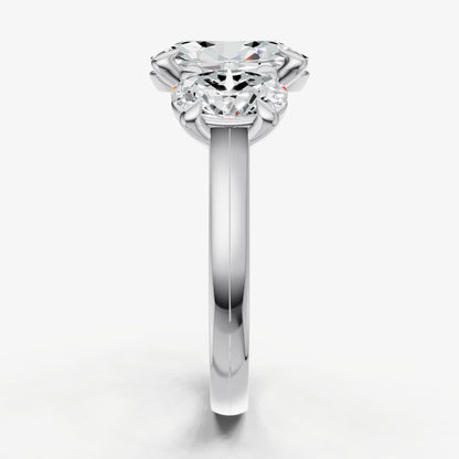 Oval Trellis Three-Stone Engagement Ring with 0.80ct Side Stones