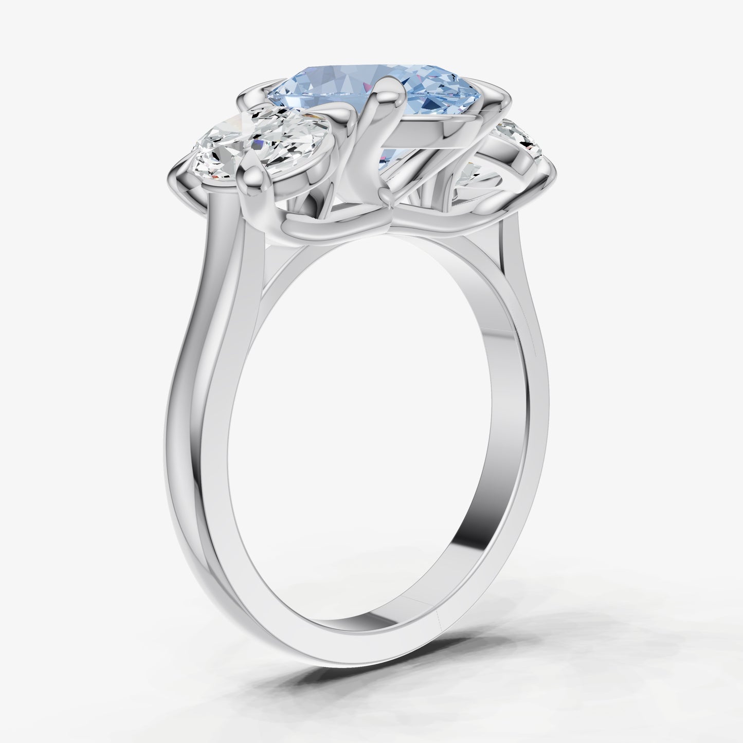 Aquamarine Oval Trellis Gemstone Engagement Ring