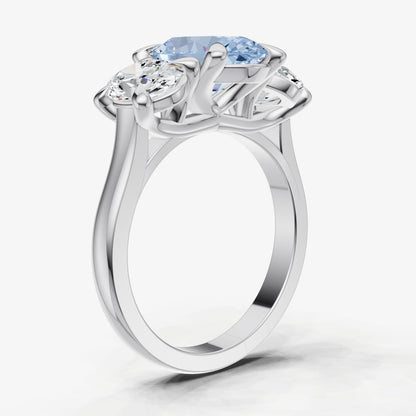 Aquamarine Oval Trellis Gemstone Engagement Ring