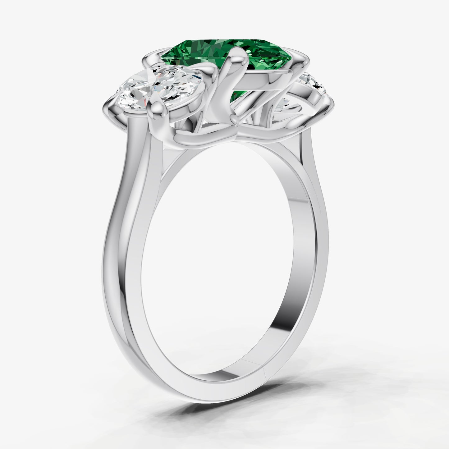 Emerald Oval Trellis Gemstone Engagement Ring